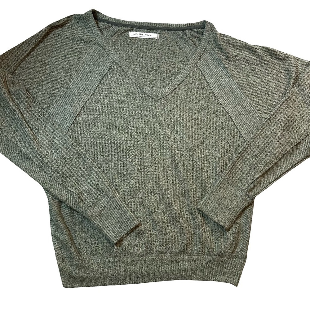 Free People “We The Free” Thermal V-Neck Top Olive Green - XS “Santa Clara Top” - Picture 5 of 11